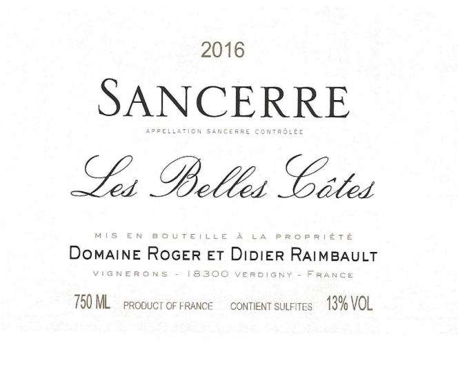 Sancerre "Les Belles Côtes" blanc, Didier Raimbault